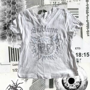 Sublime White Graphic Crop Top